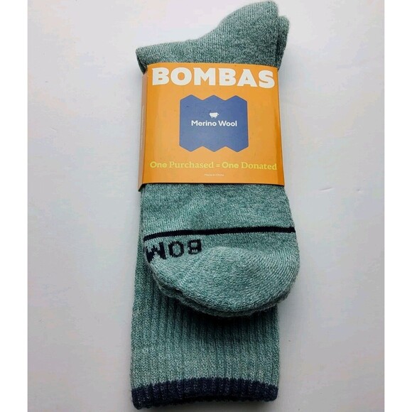 Bombas Merino Wool Blend Midweight Crew Socks Size L (Wo 11-13, Men's 9.5-13) - Picture 1 of 4